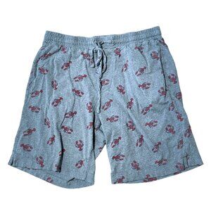 GAP Gray Lobster Print Shorts Drawstring Pockets Casual Jogger Elastic Medium